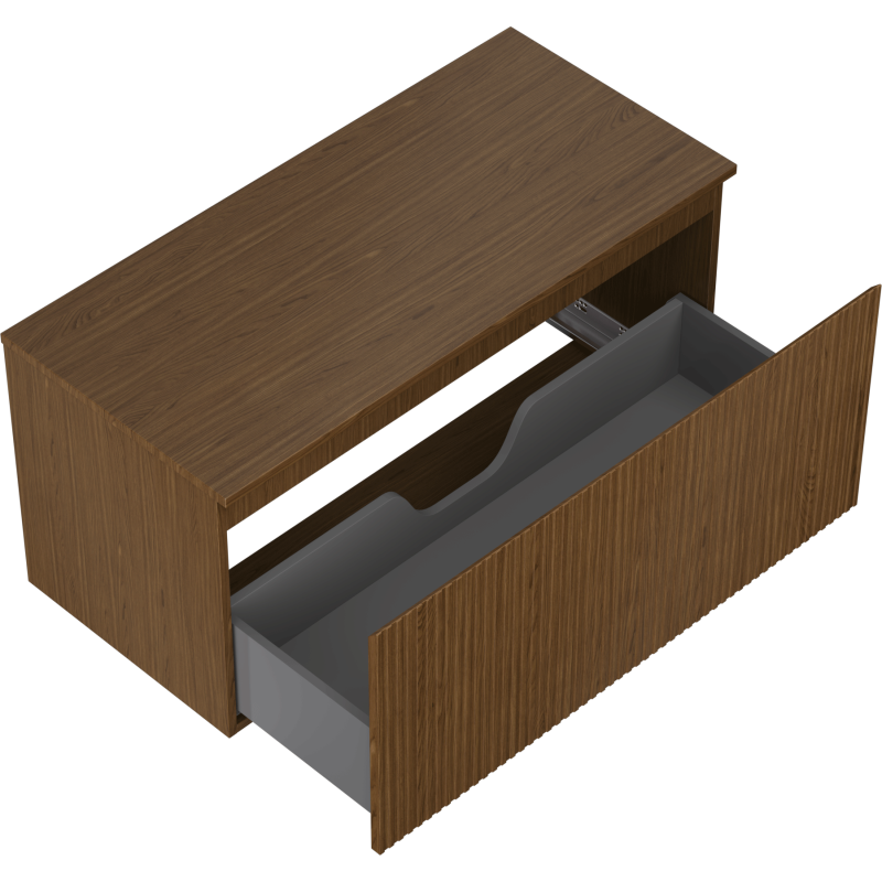 Mexen Rivel dulap de baie pentru lavoar 100 cm cu blat, 1 sertar, riflat, nuc - 91A20-10047-1-BFC86