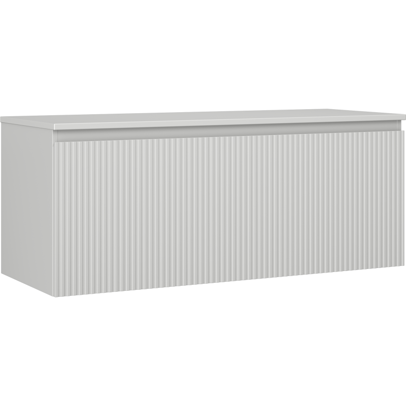 Mexen Rivel fürdőszobai mosdószekrény 120 cm munkalappal, 1 fiók, bordázott, szürke matt - 91A20-12047-1-BFC62