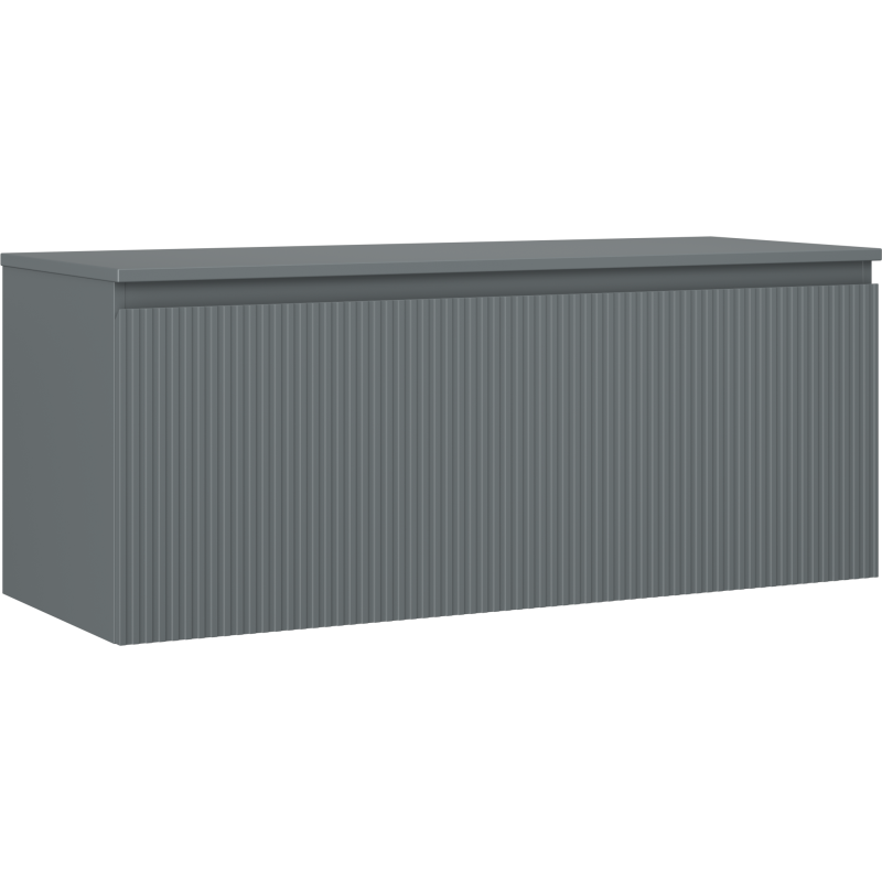 Mexen Rivel 120 cm-es mosdó alatti szekrény asztallappal, 1 fiókkal, bordázott, matt grafit - 91A20-12047-1-BFC66