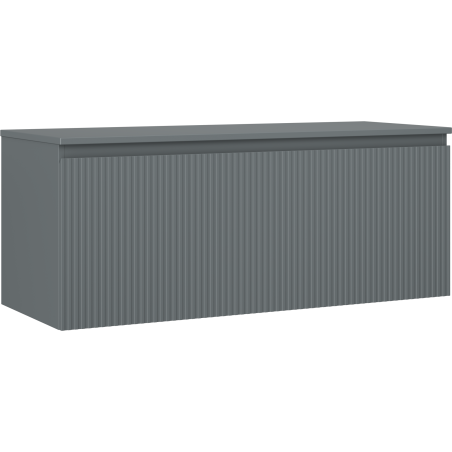 Mexen Rivel 120 cm-es mosdó alatti szekrény asztallappal, 1 fiókkal, bordázott, matt grafit - 91A20-12047-1-BFC66