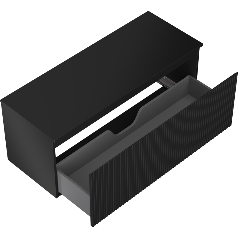 Mexen Rivel dulap de baie sub chiuvetă 120 cm cu blat, 1 sertar, canelat, negru mat - 91A20-12047-1-BFC71