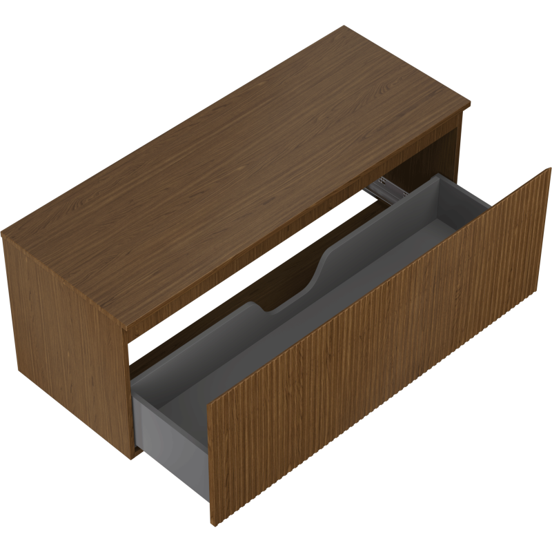 Mexen Rivel dulap baie sub chiuvetă 120 cm cu blat, 1 sertar, canelat, nuc - 91A20-12047-1-BFC86