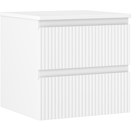 Mexen Rivel 50 cm-es, pulttal ellátott fürdőszobai mosdószekrény, 2 fiókos, bordázott, matt fehér - 91A20-05047-2-BFFC01