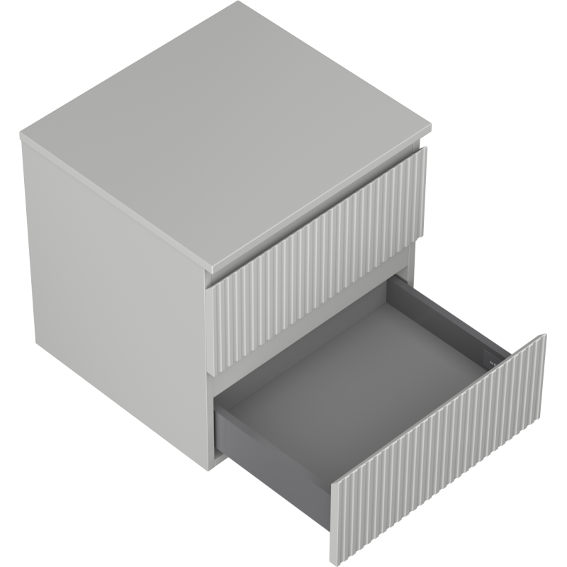 Mexen Rivel fürdőszobai szekrény mosdó alá 50 cm munkalappal, 2 fiók, bordázott, szürke matt - 91A20-05047-2-BFFC62