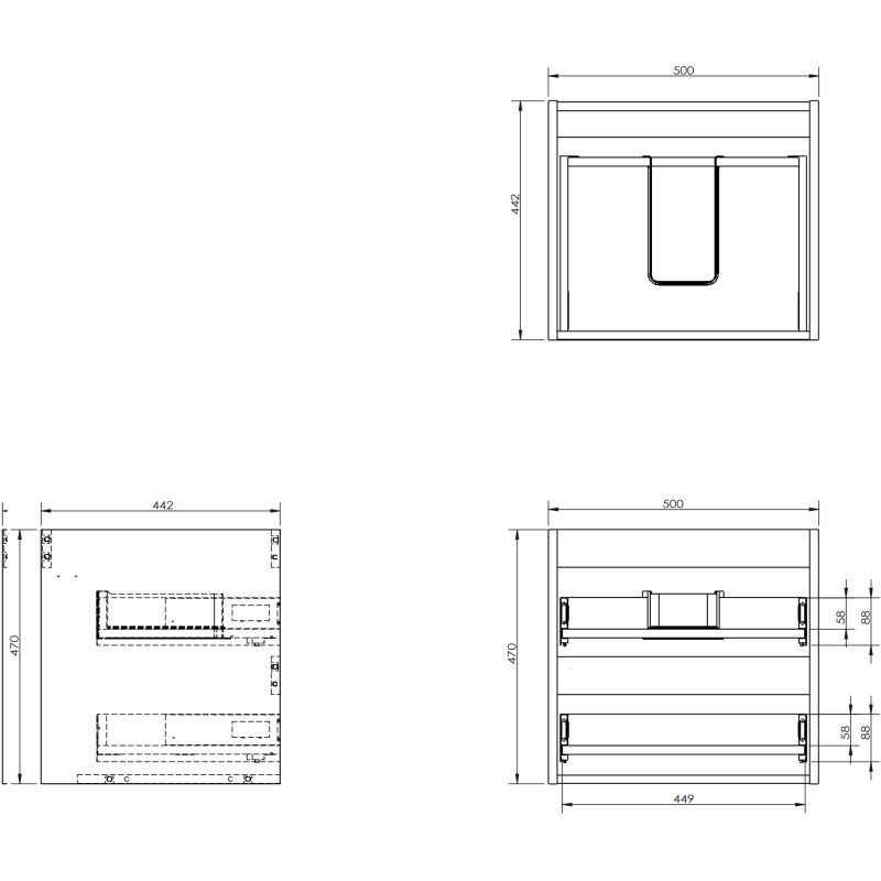 Mexen Rivel dulap baie sub chiuvetă 50 cm cu blat, 2 sertare, canelat, grafit mat - 91A20-05047-2-BFFC66