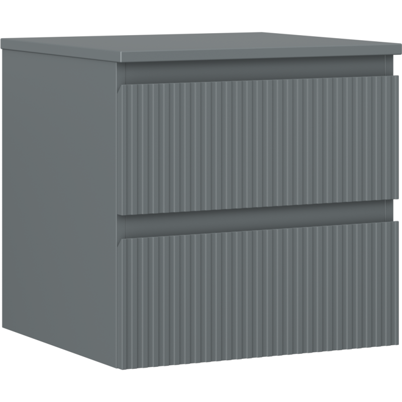 Mexen Rivel fürdőszobai szekrény mosdó alá 50 cm munkalappal, 2 fiók, bordázott, grafit matt - 91A20-05047-2-BFFC66