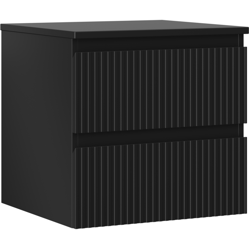 Mexen Rivel dulap baie sub chiuvetă 50 cm cu blat, 2 sertare, canelat, negru mat - 91A20-05047-2-BFFC71