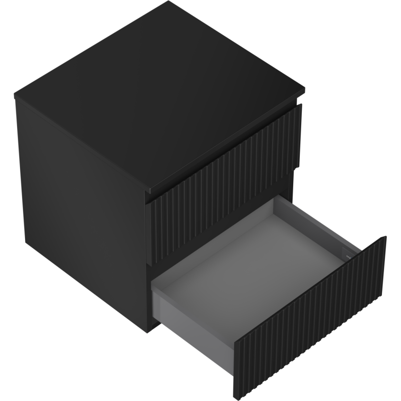 Mexen Rivel dulap baie sub chiuvetă 50 cm cu blat, 2 sertare, canelat, negru mat - 91A20-05047-2-BFFC71