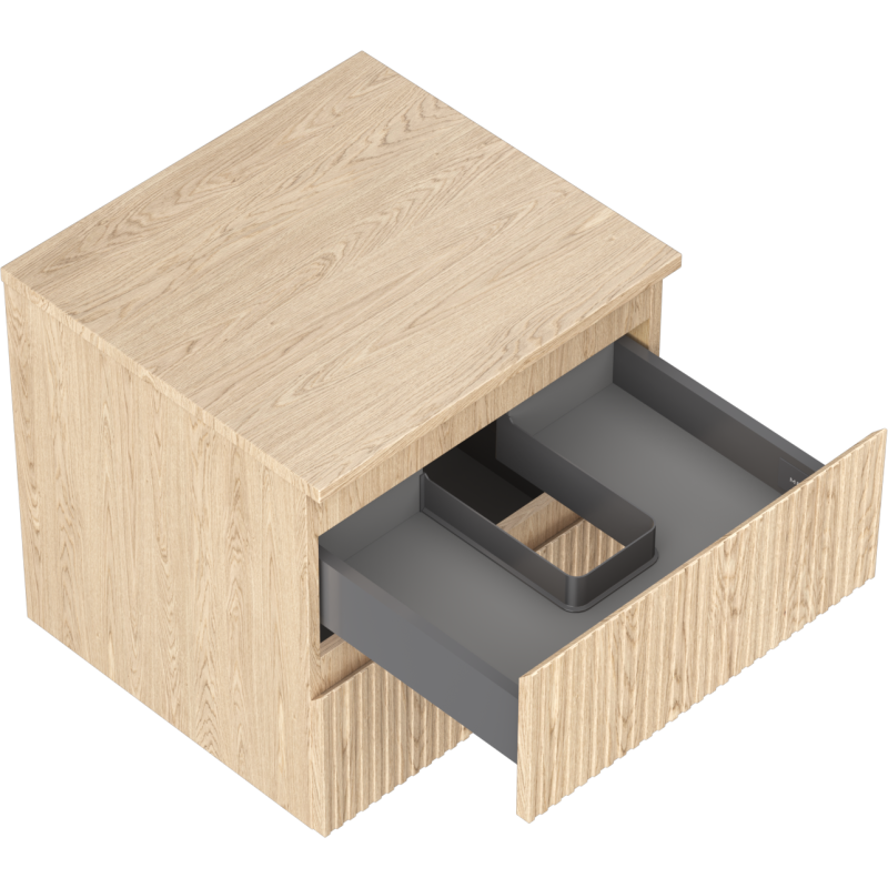 Mexen Rivel fürdőszobai mosdó alatti szekrény 50 cm munkalappal, 2 fiókos, bordázott, tölgy - 91A20-05047-2-BFFC81