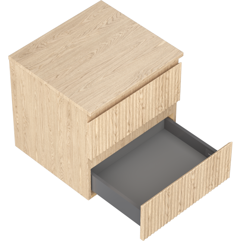 Mexen Rivel fürdőszobai mosdó alatti szekrény 50 cm munkalappal, 2 fiókos, bordázott, tölgy - 91A20-05047-2-BFFC81