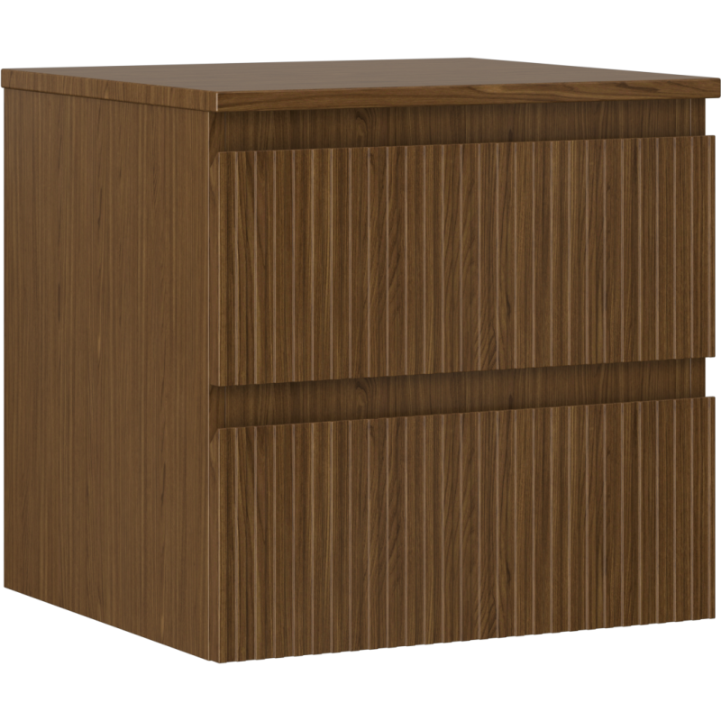 Mexen Rivel dulap baie sub chiuvetă 50 cm cu blat, 2 sertare, canelat, nuc - 91A20-05047-2-BFFC86