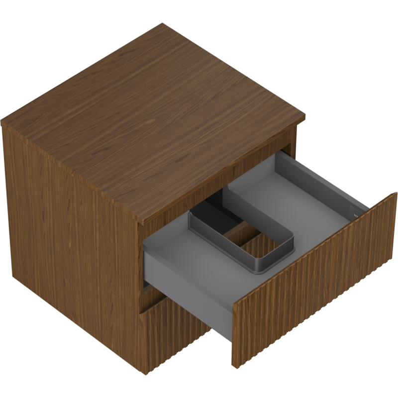 Mexen Rivel fürdőszobai szekrény mosdó alá 50 cm munkalappal, 2 fiók, bordázott, dió - 91A20-05047-2-BFFC86