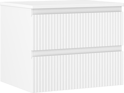 Mexen Rivel 60 cm-es fürdőszobai szekrény mosdó alá, munkalappal, 2 fiók, bordázott, fehér matt - 91A20-06047-2-BFFC01