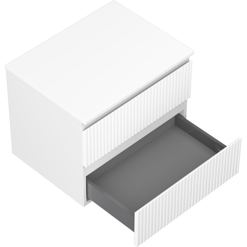 Mexen Rivel dulap de baie pentru lavoar 60 cm cu blat, 2 sertare, canelat, alb mat - 91A20-06047-2-BFFC01