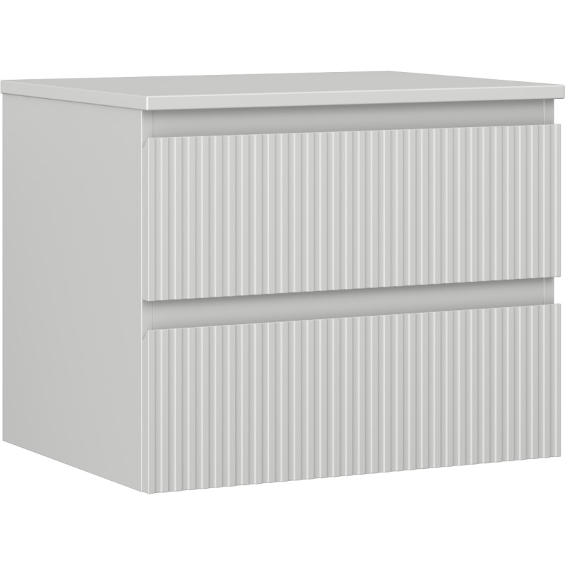 Mexen Rivel 60 cm-es mosdó alatti fürdőszobai szekrény lappal, 2 fiókkal, bordázott, szürke matt - 91A20-06047-2-BFFC62