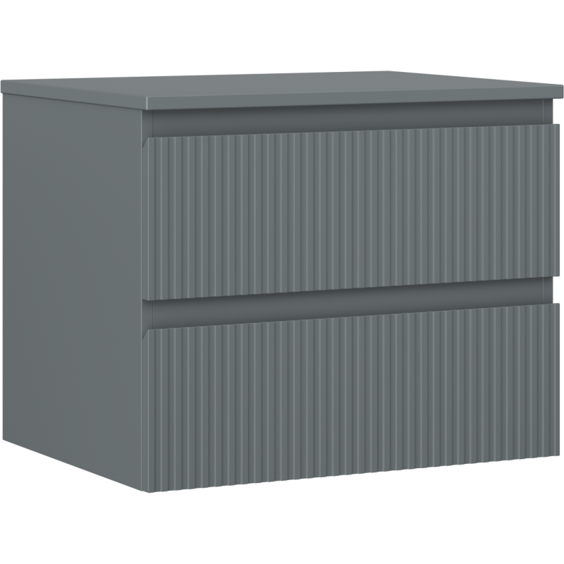 Mexen Rivel fürdőszobai szekrény mosdó alá 60 cm munkalappal, 2 fiók, bordázott, grafit matt - 91A20-06047-2-BFFC66