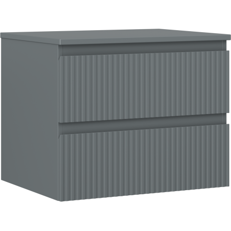 Mexen Rivel fürdőszobai szekrény mosdó alá 60 cm munkalappal, 2 fiók, bordázott, grafit matt - 91A20-06047-2-BFFC66