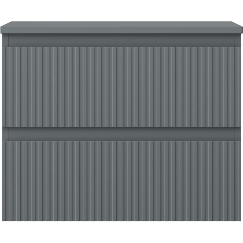 Mexen Rivel fürdőszobai szekrény mosdó alá 60 cm munkalappal, 2 fiók, bordázott, grafit matt - 91A20-06047-2-BFFC66