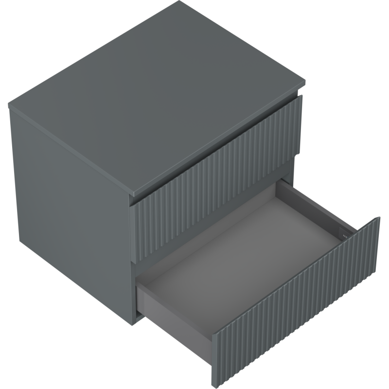 Mexen Rivel fürdőszobai szekrény mosdó alá 60 cm munkalappal, 2 fiók, bordázott, grafit matt - 91A20-06047-2-BFFC66