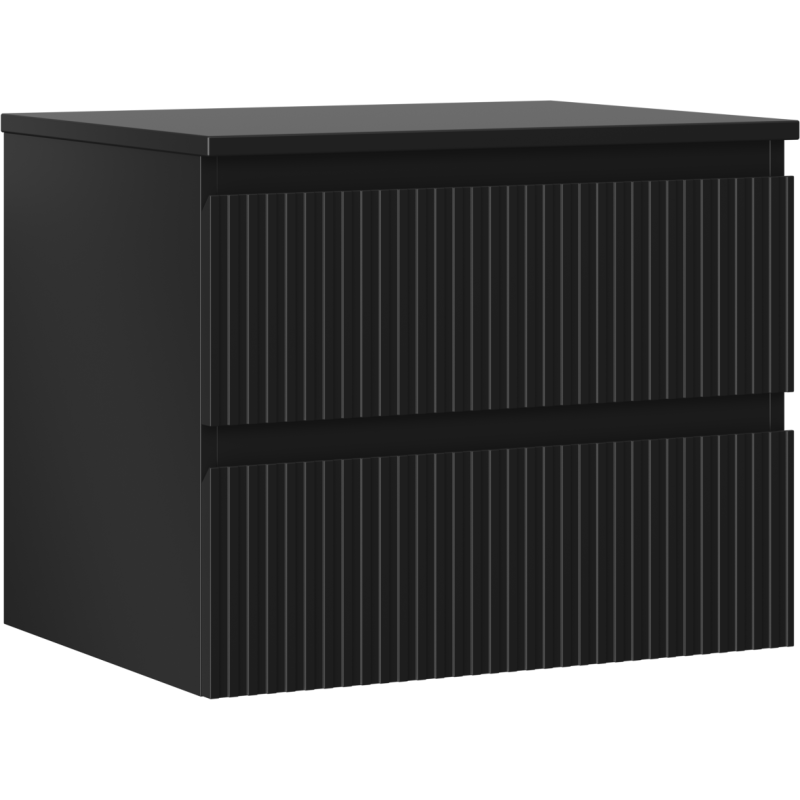 Mexen Rivel dulap baie sub lavoar 60 cm cu blat, 2 sertare, canelat, negru mat - 91A20-06047-2-BFFC71