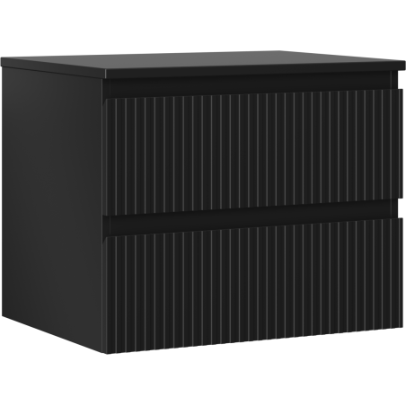 Mexen Rivel dulap baie sub lavoar 60 cm cu blat, 2 sertare, canelat, negru mat - 91A20-06047-2-BFFC71