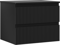 Mexen Rivel dulap baie sub lavoar 60 cm cu blat, 2 sertare, canelat, negru mat - 91A20-06047-2-BFFC71