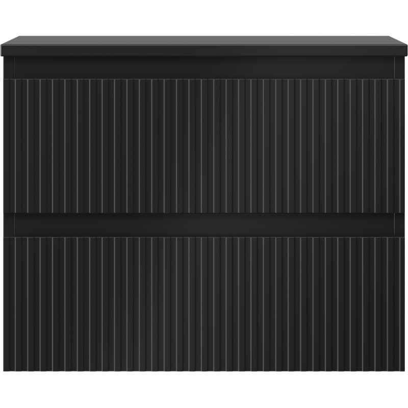 Mexen Rivel dulap baie sub lavoar 60 cm cu blat, 2 sertare, canelat, negru mat - 91A20-06047-2-BFFC71