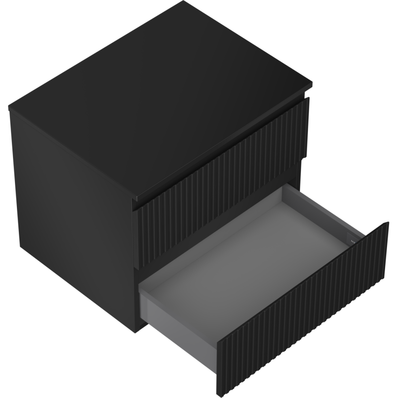 Mexen Rivel dulap baie sub lavoar 60 cm cu blat, 2 sertare, canelat, negru mat - 91A20-06047-2-BFFC71