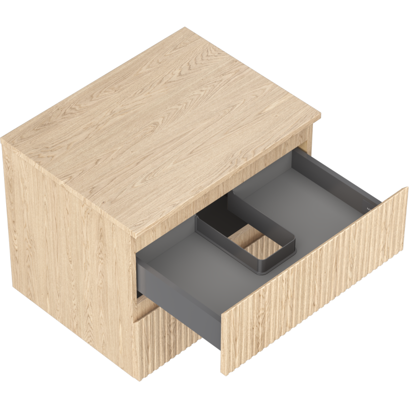 Mexen Rivel fürdőszobai mosdó alatti szekrény 60 cm, munkalappal, 2 fiókos, barázdált, tölgy - 91A20-06047-2-BFFC81