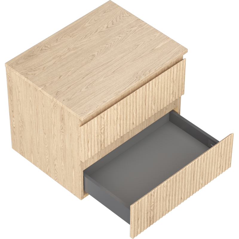 Mexen Rivel dulap de baie sub chiuvetă 60 cm cu blat, 2 sertare, canelat, stejar - 91A20-06047-2-BFFC81