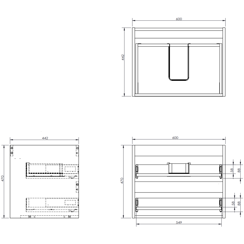 Mexen Rivel dulap de baie sub chiuvetă 60 cm cu blat, 2 sertare, canelat, stejar - 91A20-06047-2-BFFC81