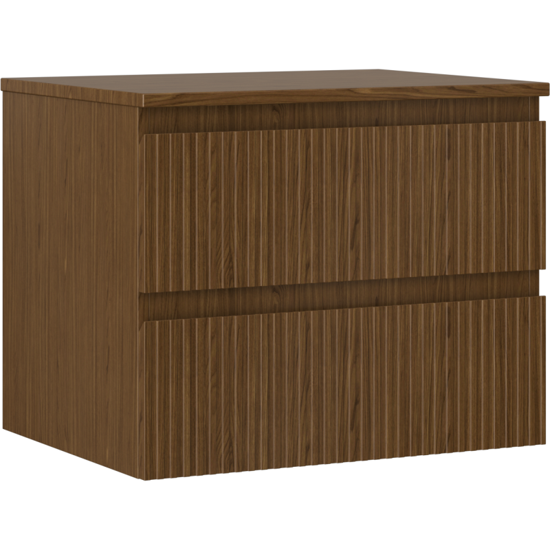 Mexen Rivel dulap baie sub lavoar 60 cm cu blat, 2 sertare, canelat, nuc - 91A20-06047-2-BFFC86