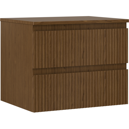 Mexen Rivel dulap baie sub lavoar 60 cm cu blat, 2 sertare, canelat, nuc - 91A20-06047-2-BFFC86