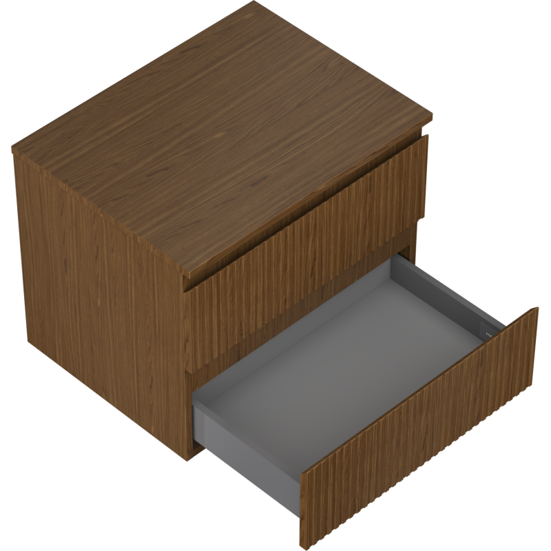 Mexen Rivel dulap lavoar baie 60 cm cu blat, 2 sertare, cu caneluri, nuc - 91A20-06047-2-BFFC86