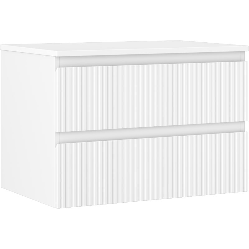 Mexen Rivel dulap baie sub chiuvetă 70 cm cu blat, 2 sertare, cu rifluri, alb mat - 91A20-07047-2-BFFC01