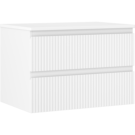 Mexen Rivel mosdószekrény pulttal 70 cm, 2 fiókos, bordázott, fehér matt - 91A20-07047-2-BFFC01