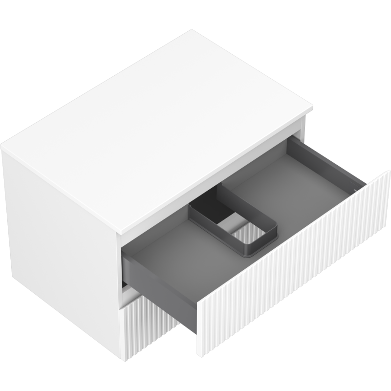 Mexen Rivel dulap de baie sub lavoar 70 cm cu blat, 2 sertare, șanțuri, alb mat - 91A20-07047-2-BFFC01