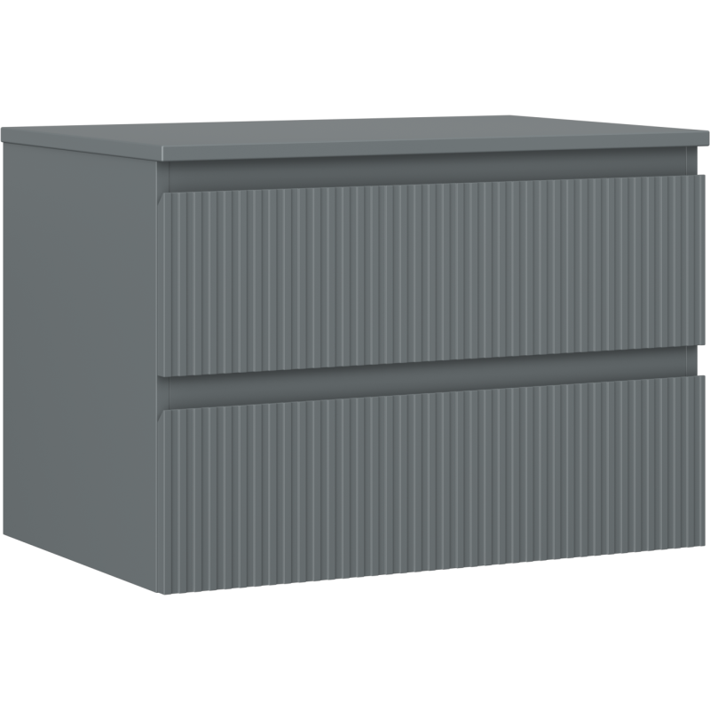 Mexen Rivel dulap baie suspendat de 70 cm cu blat, 2 sertare, cu caneluri, grafit mat - 91A20-07047-2-BFFC66