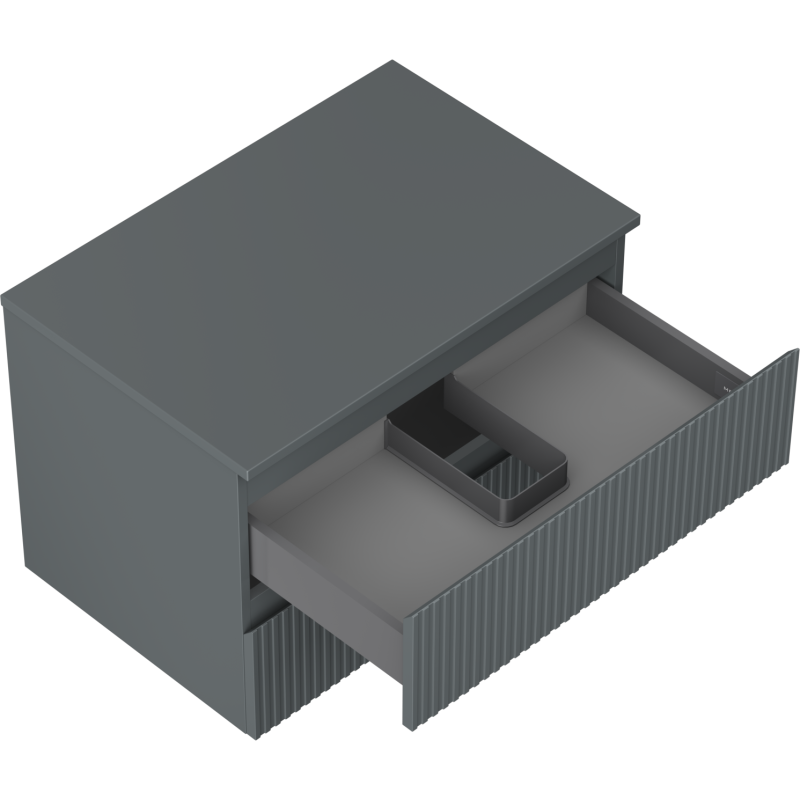 Mexen Rivel dulap baie suspendat de 70 cm cu blat, 2 sertare, cu caneluri, grafit mat - 91A20-07047-2-BFFC66