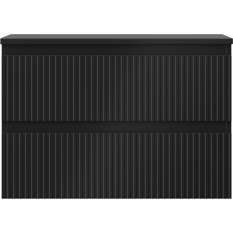 Mexen Rivel dulap baie cu blat de 70 cm, 2 sertare, riflat, negru mat - 91A20-07047-2-BFFC71