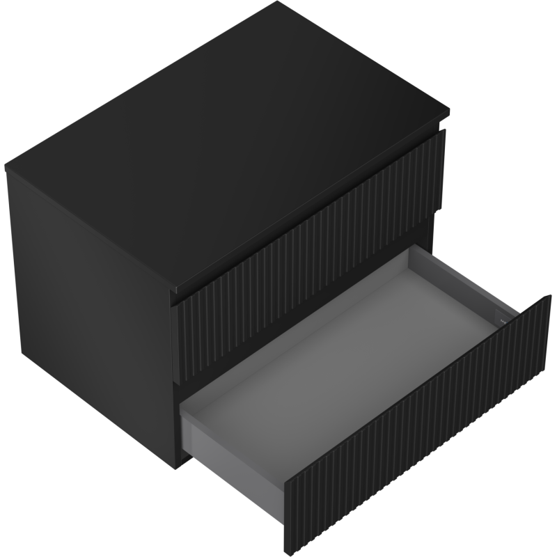 Mexen Rivel dulap baie cu blat de 70 cm, 2 sertare, riflat, negru mat - 91A20-07047-2-BFFC71