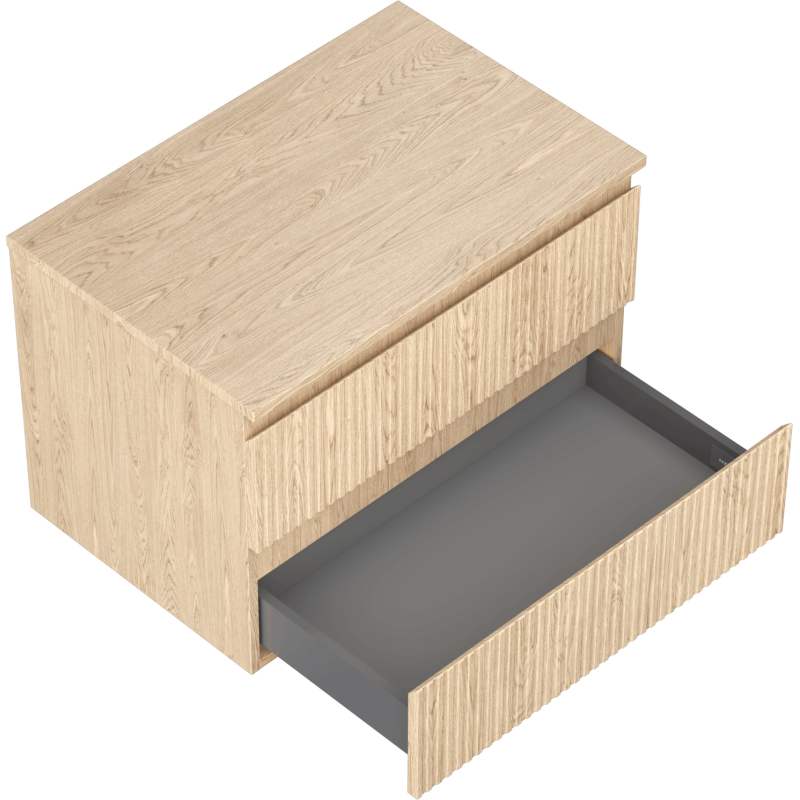 Mexen Rivel dulap baie pentru lavoar 70 cm cu blat, 2 sertare, canelat, stejar - 91A20-07047-2-BFFC81