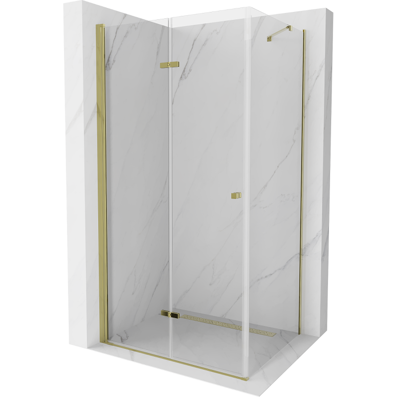 Mexen Lima cabina de duș pliabilă 90 x 80 cm, transparentă, aurie - 856-090-080-50-00