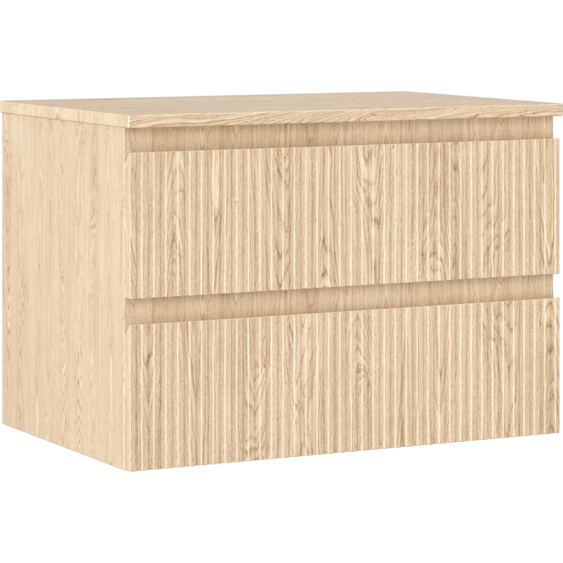 Mexen Rivel dulap baie sub lavoar 70 cm cu blat, 2 sertare, canelat, stejar - 91A20-07047-2-BFFC81