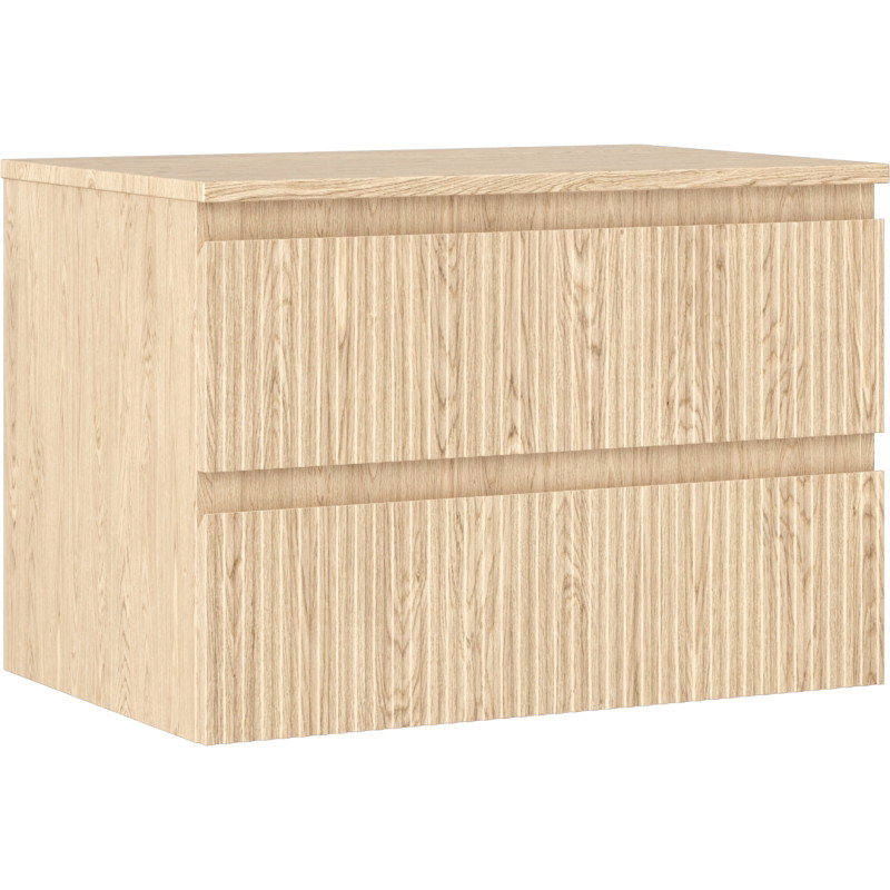 Mexen Rivel fürdőszobai mosdószekrény 70 cm pulttal, 2 fiók, barázdált, tölgy - 91A20-07047-2-BFFC81