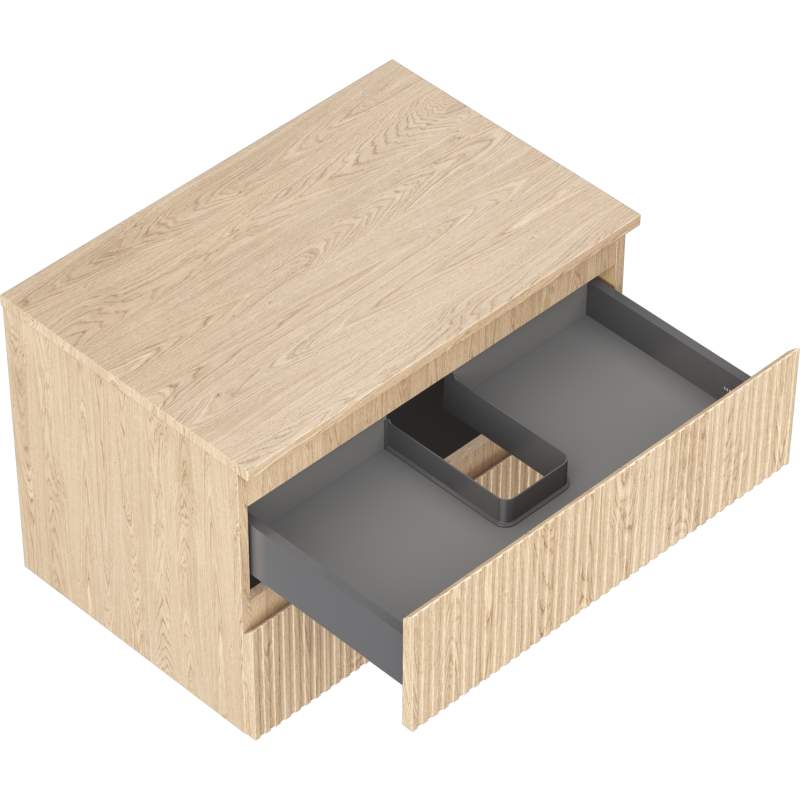 Mexen Rivel dulap baie pentru lavoar 70 cm cu blat, 2 sertare, canelat, stejar - 91A20-07047-2-BFFC81