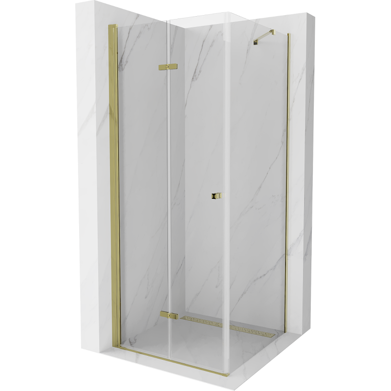 Mexen Lima cabină de duș pliabilă 90 x 90 cm, transparentă, aurie - 856-090-090-50-00