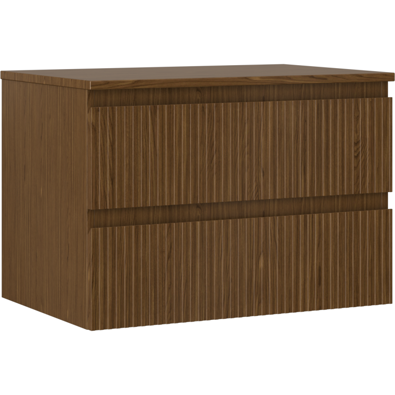 Mexen Rivel dulap baie sub chiuvetă 70 cm cu blat, 2 sertare, canelat, nuc - 91A20-07047-2-BFFC86
