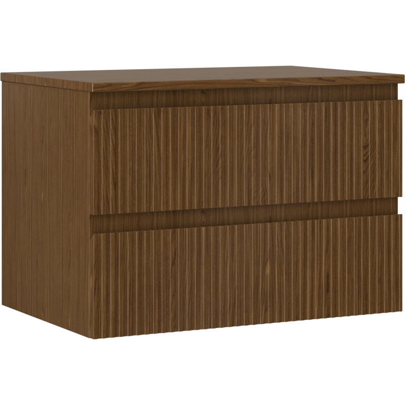 Mexen Rivel fürdőszobai mosdó alatti szekrény 70 cm, munkalappal, 2 fiókkal, bordázott, dió - 91A20-07047-2-BFFC86