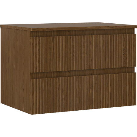Mexen Rivel dulap baie sub chiuvetă 70 cm cu blat, 2 sertare, canelat, nuc - 91A20-07047-2-BFFC86